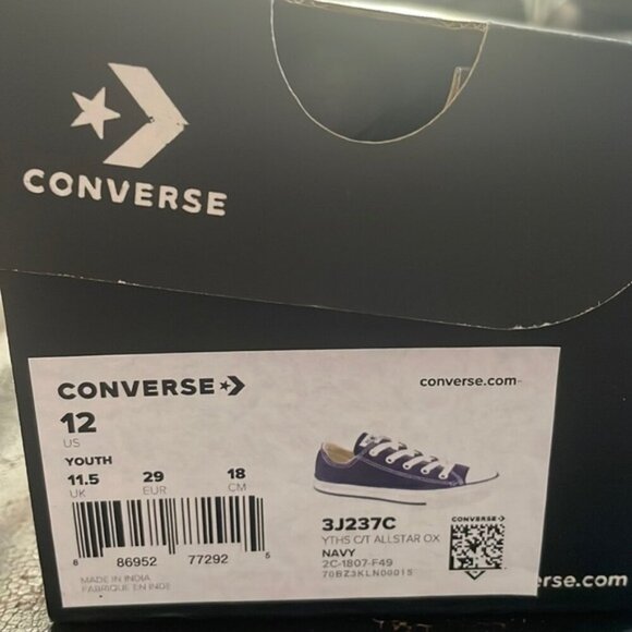 Converse Boys Navy Tie Up Sneakers Navy New Size 12 - Picture 4 of 5